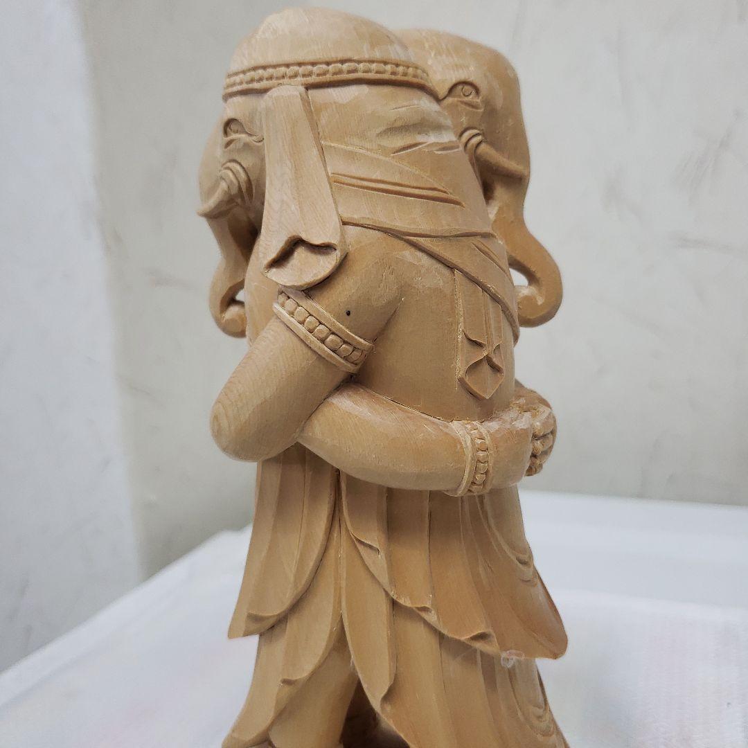 Ｂフライデー蔵出し特価ヒバ材 歓喜天 約21cm◆大聖歓喜天 象鼻天 ガネーシャ