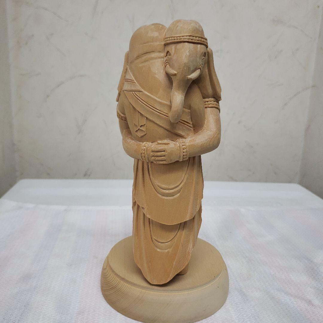 Ｂフライデー蔵出し特価ヒバ材 歓喜天 約21cm◆大聖歓喜天 象鼻天 ガネーシャ