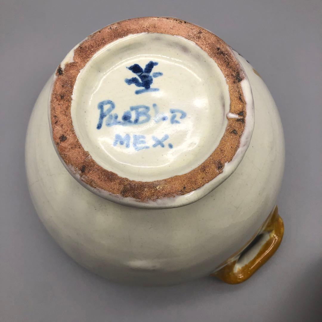 メキシコプエブラタラベラ焼ビンテージ陶器伝統工芸バード鳥蓋付きチューリンポット