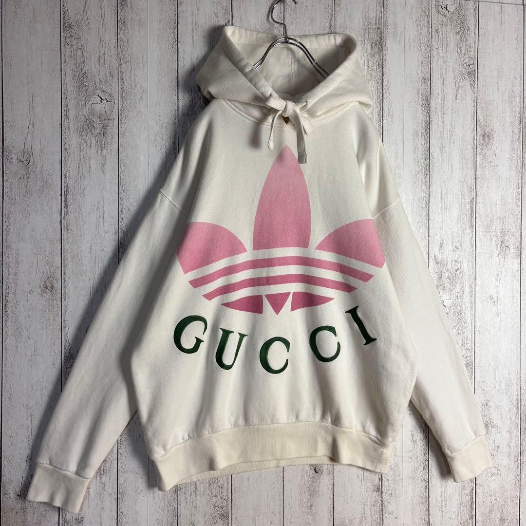 366【美品】グッチ×アディダス☆刺繍＆プリント入りコラボパーカー ユニセックス
