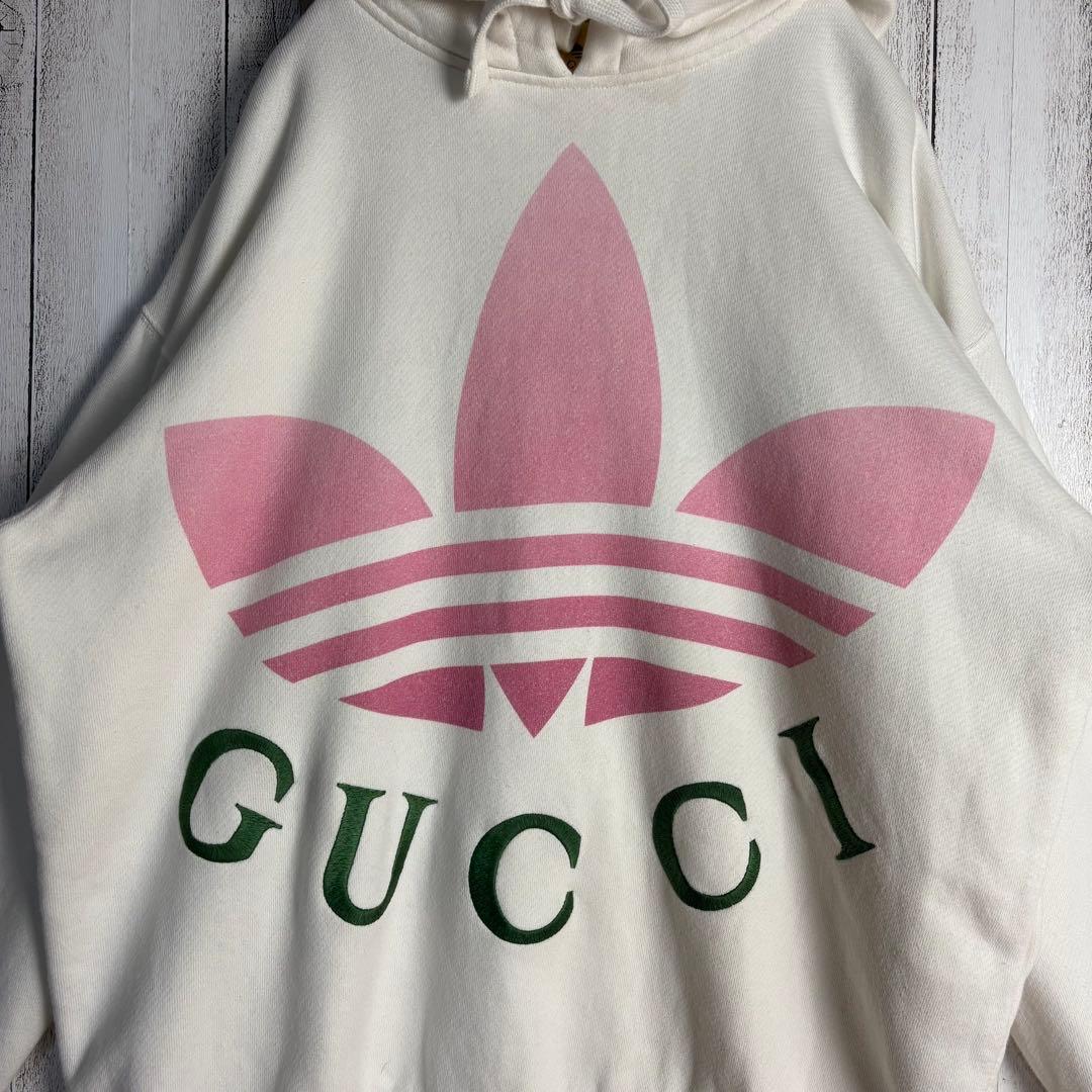 366【美品】グッチ×アディダス☆刺繍＆プリント入りコラボパーカー ユニセックス