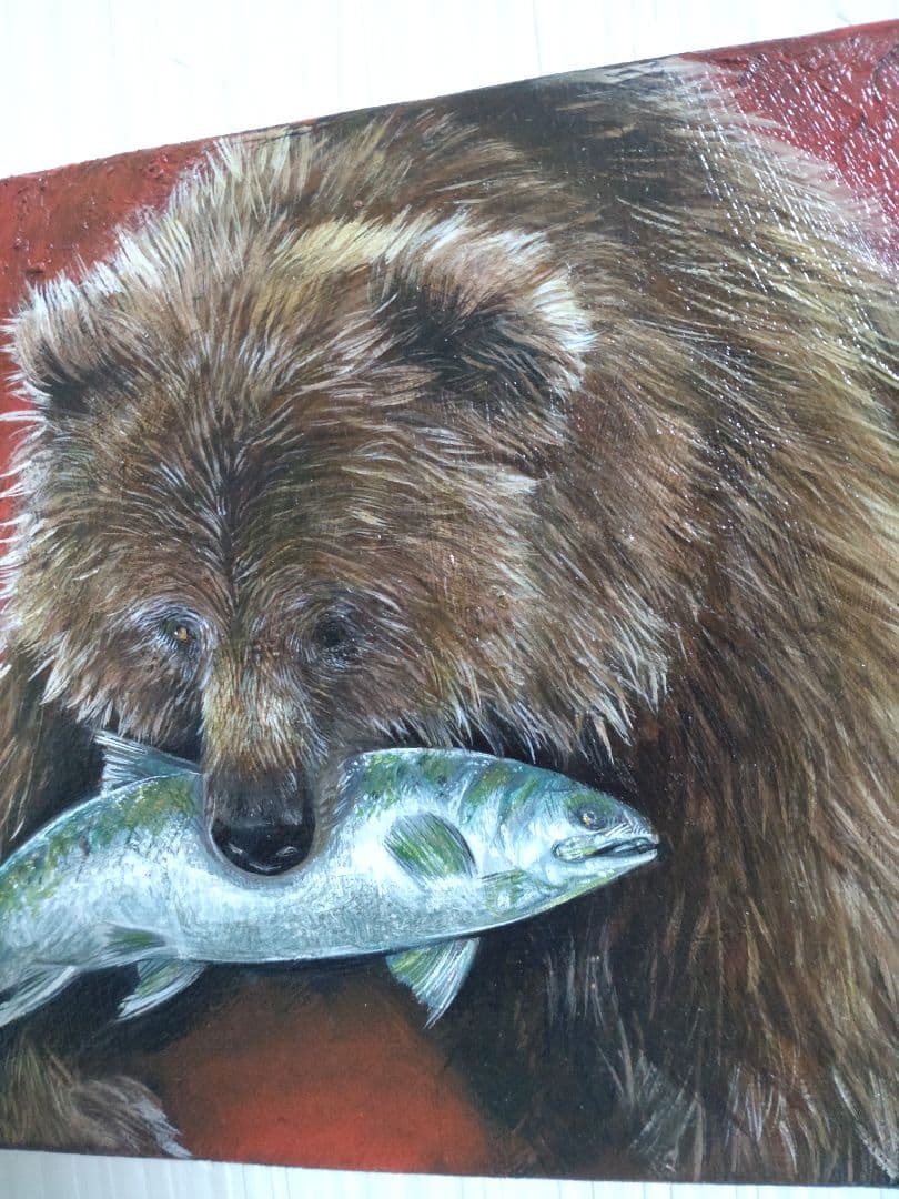 クマの油絵【覇者】1点物の原画◆作者サイン入り/SMサイズキャンバス