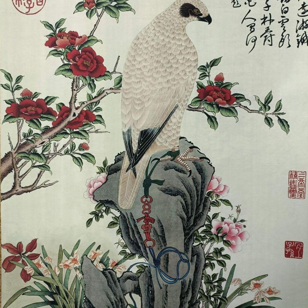 趙佶 白鷹図 三尺中堂掛軸 掛け軸 中式 花鳥画