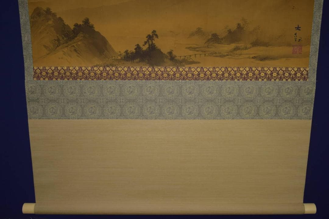 模写/横山大観/富士山之図/富士山水図/横物/大幅/布袋屋掛軸HI-658