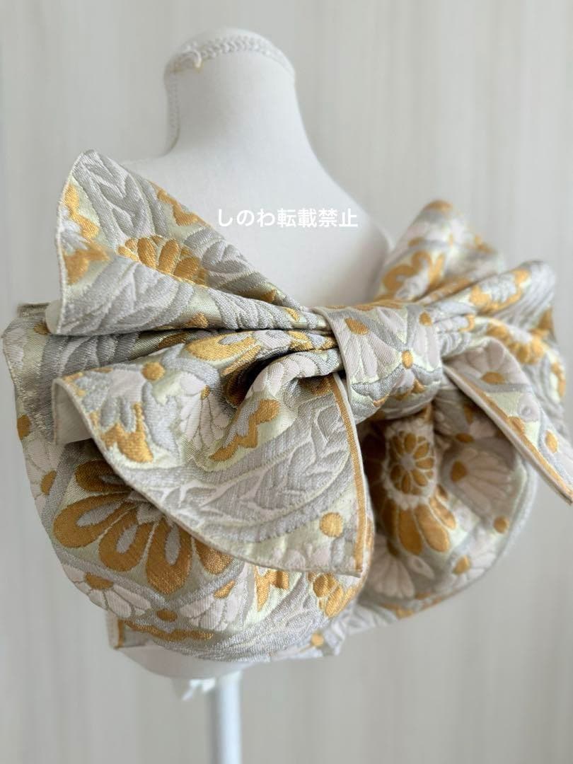 正絹　七五三作り2部式　シルバー×ゴールド　華文模様　5-7歳向け