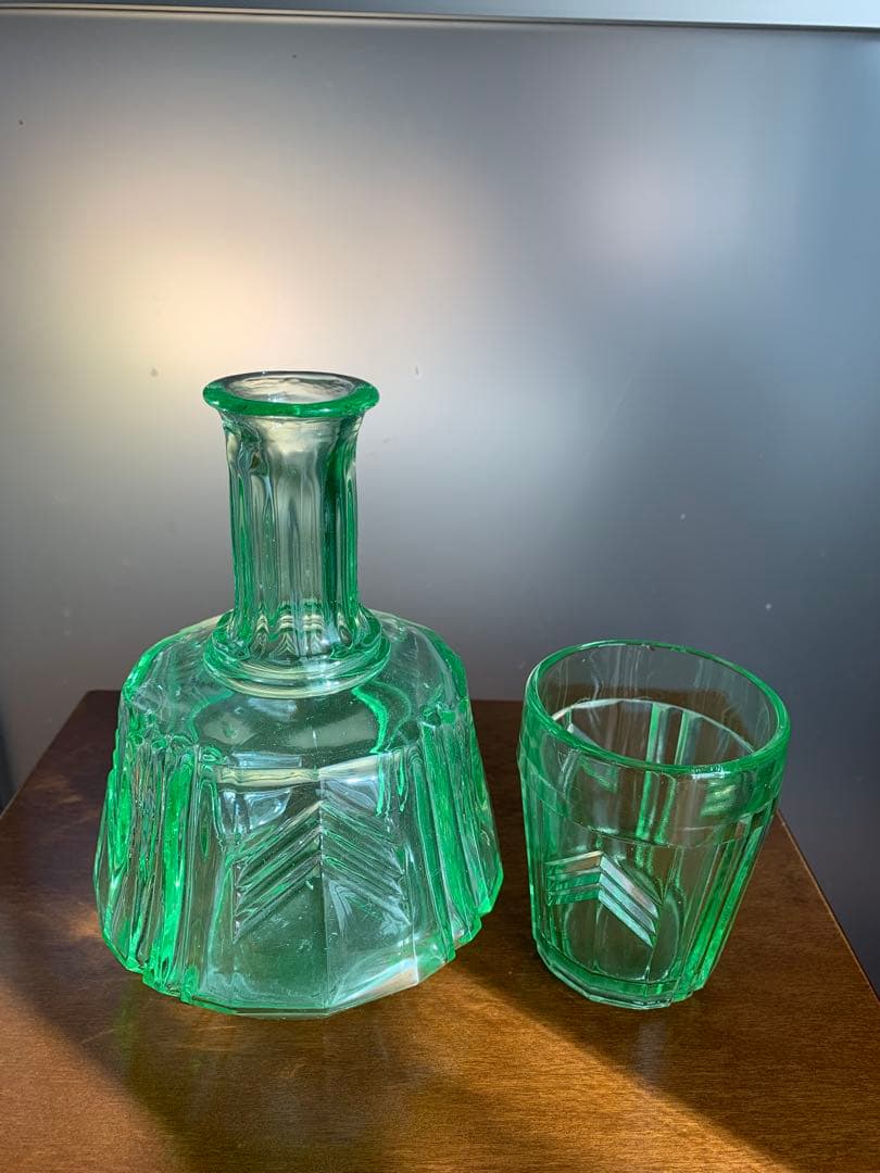 アンティーク　ウランガラス　デキャンタ　グラス