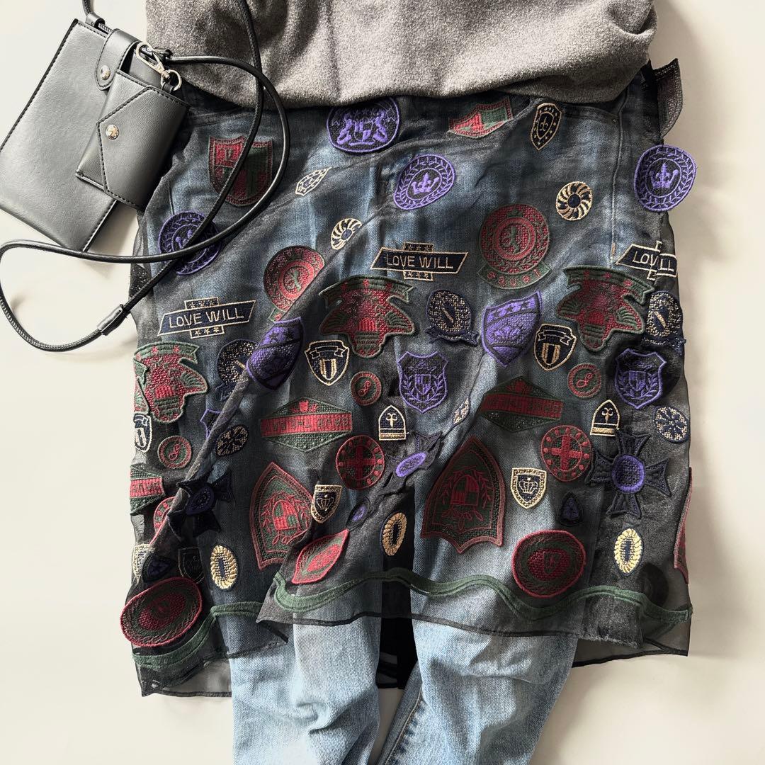 sacai サカイ　希少☆ ワッペン スカート インナー付き　ラップスカート