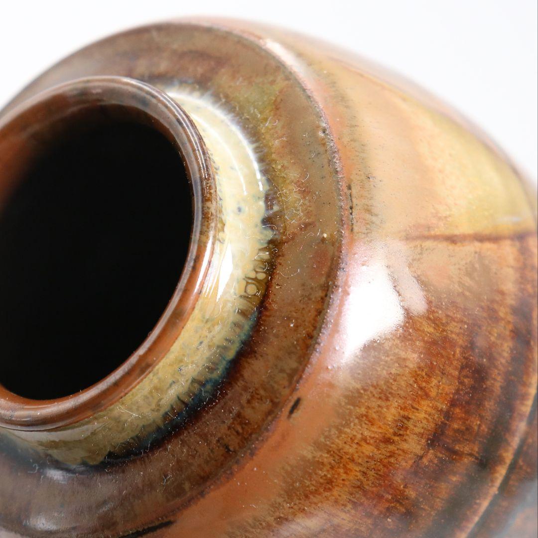 高取喜恵作 高取焼 肩衝茶入 仕覆付 茶道具 共箱共布　V864　N6