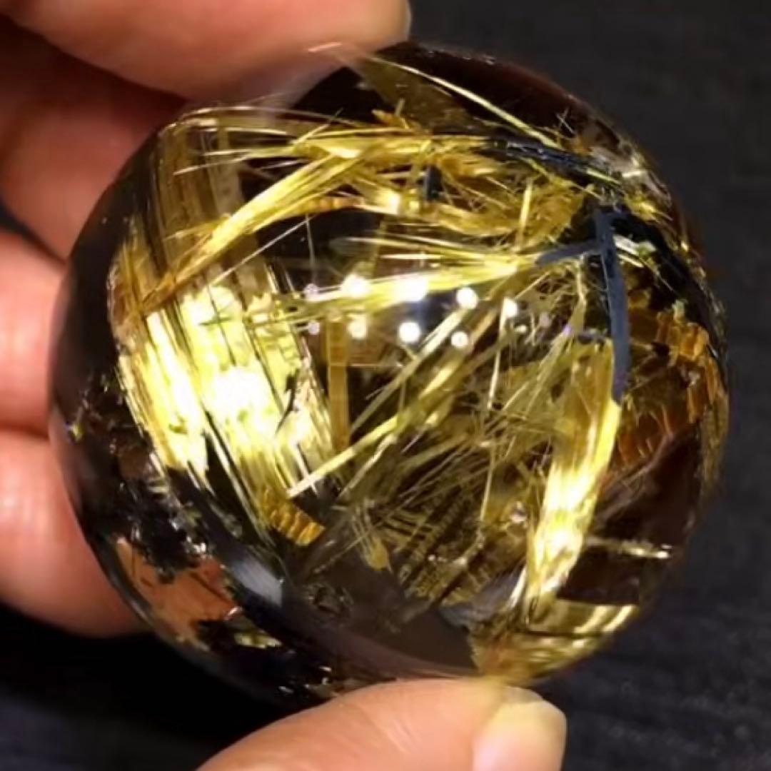 超絶綺麗✨40mm ゴールドタイチンルチルクォーツ　丸玉　スフィア　金針水晶