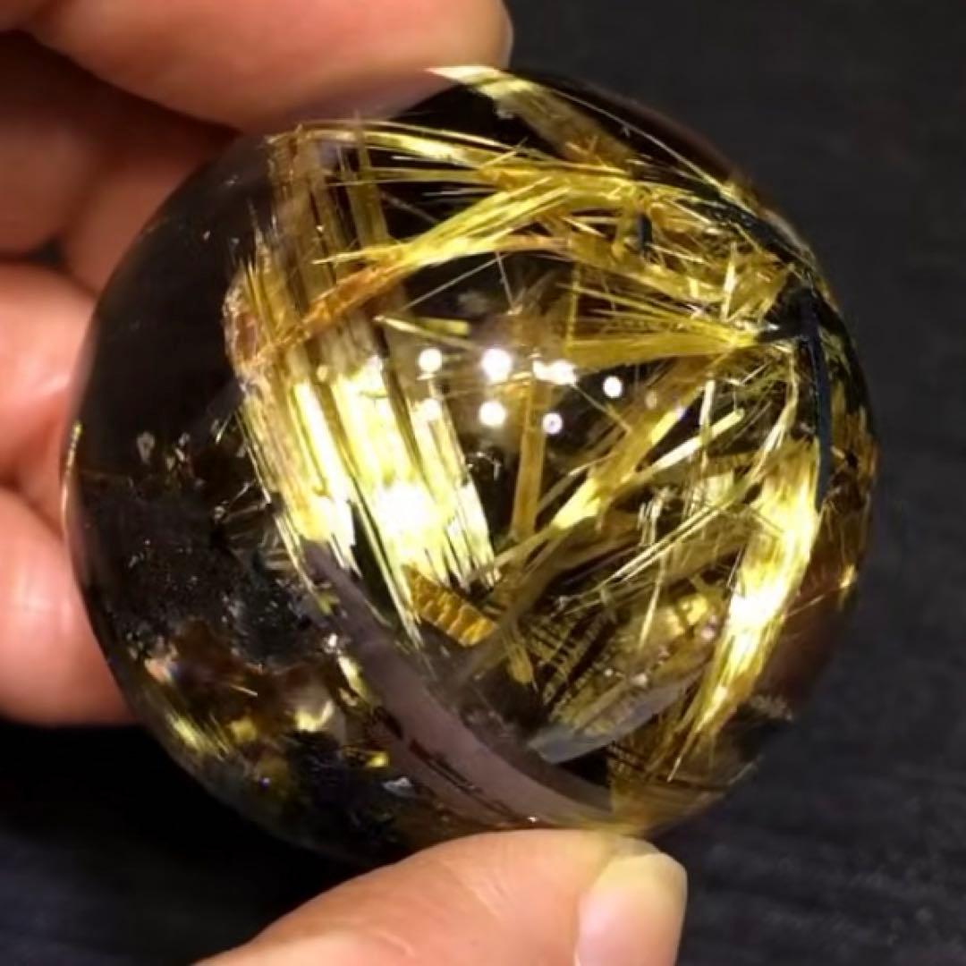 超絶綺麗✨40mm ゴールドタイチンルチルクォーツ　丸玉　スフィア　金針水晶