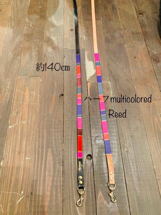 犬用　リード＆ハーネス　　ヌメ革ハーフマルチカラー