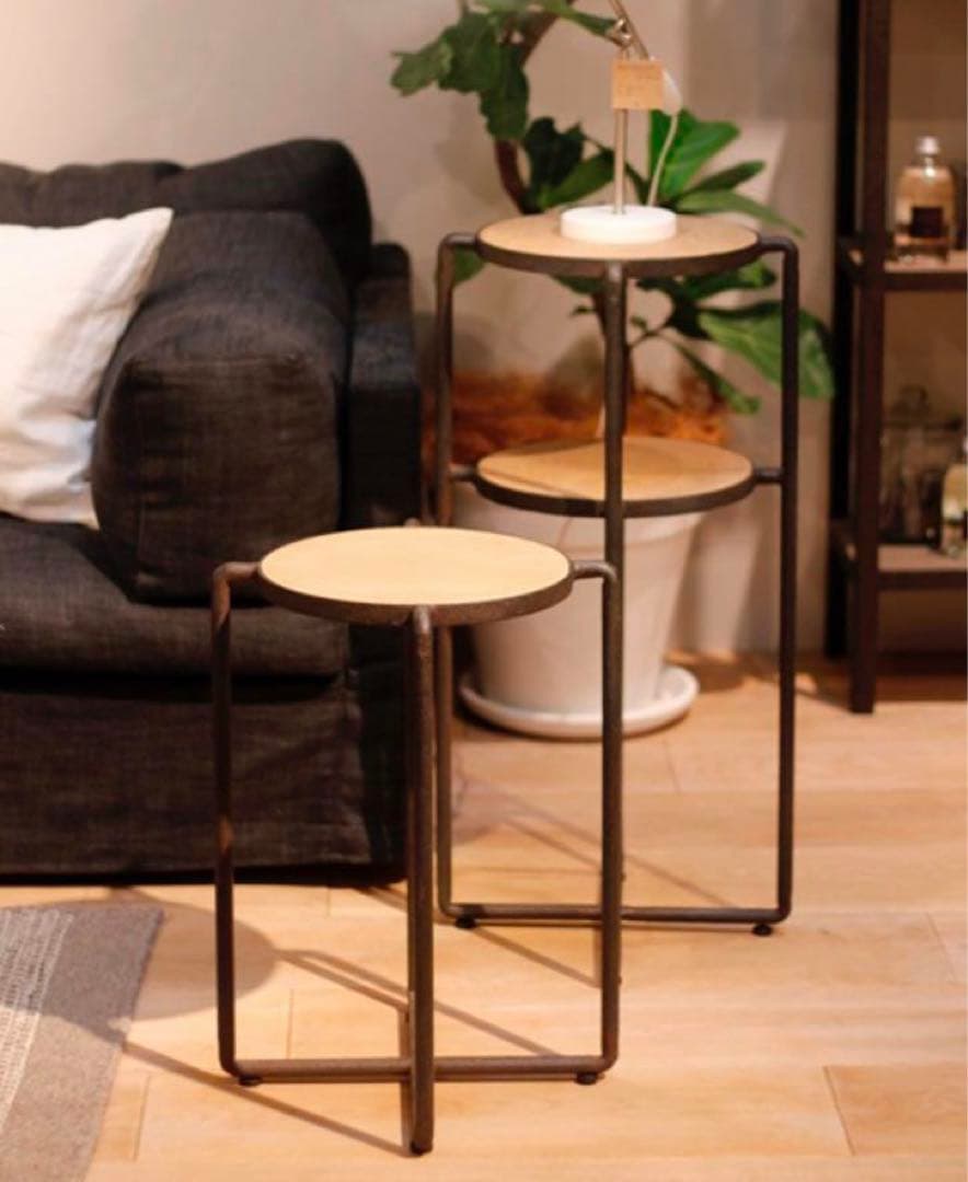 アクタス　サイドテーブル　オークブラックアイアン