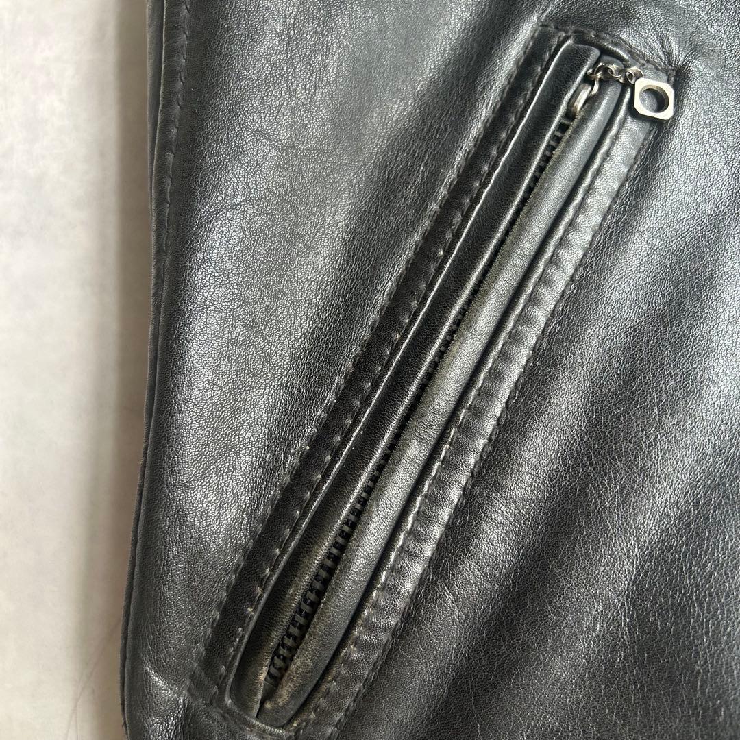 ショット トラッカージャケット レザージャケット シングル 牛革 チェック M