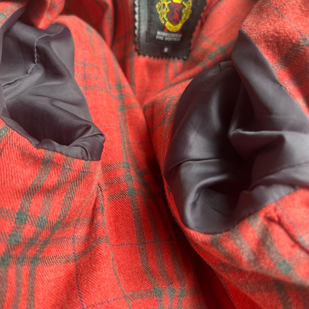 ショット トラッカージャケット レザージャケット シングル 牛革 チェック M