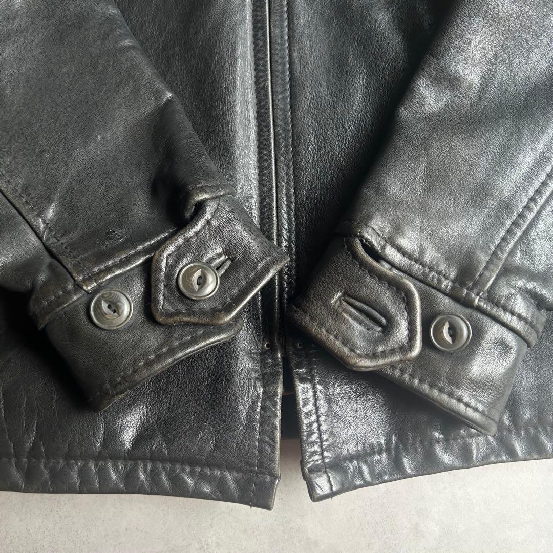 ショット トラッカージャケット レザージャケット シングル 牛革 チェック M