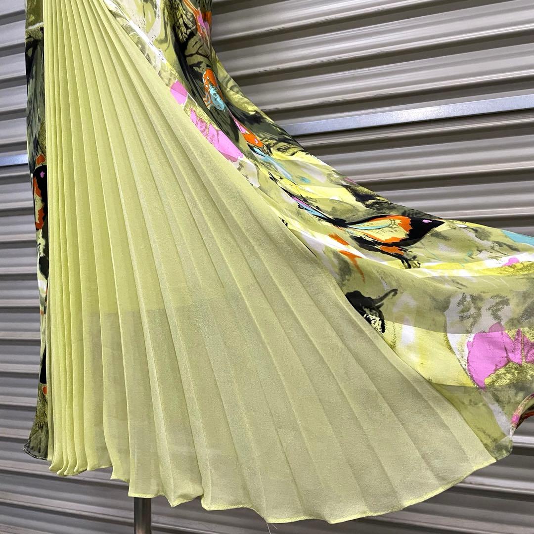 ジョヴァニ シルクドレス サイドプリーツ 蝶 バタフライ パーティー 衣装 高級