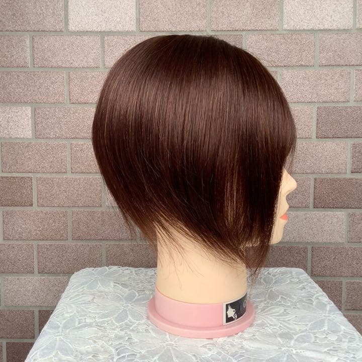 人毛 部分 医療用 ウィッグ ヘアピース ショート ストレート 3D前髪 かつら