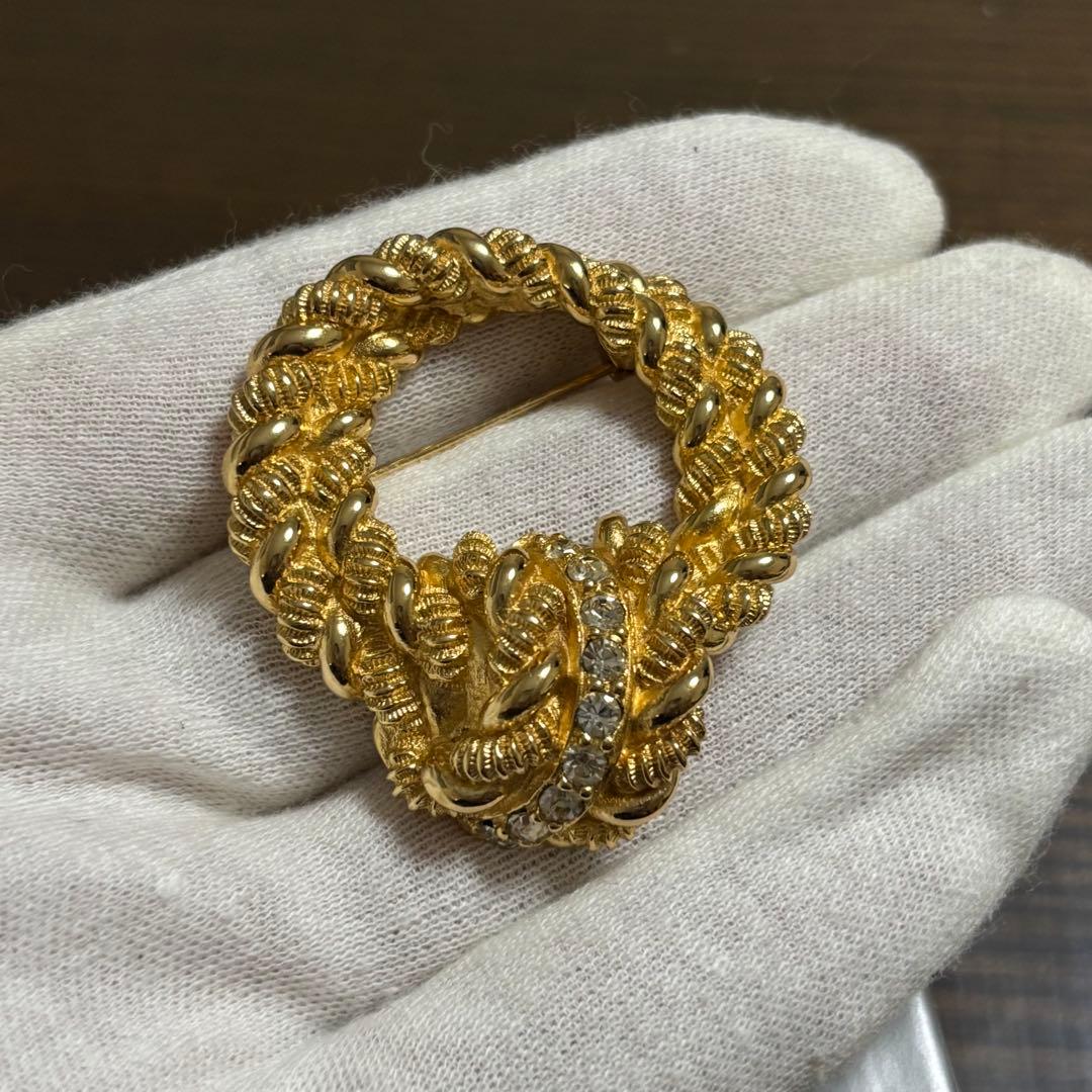 ［未使用級］DIOR ロープ　ラインストーン　ツイスト　ブローチ　ドイツ製