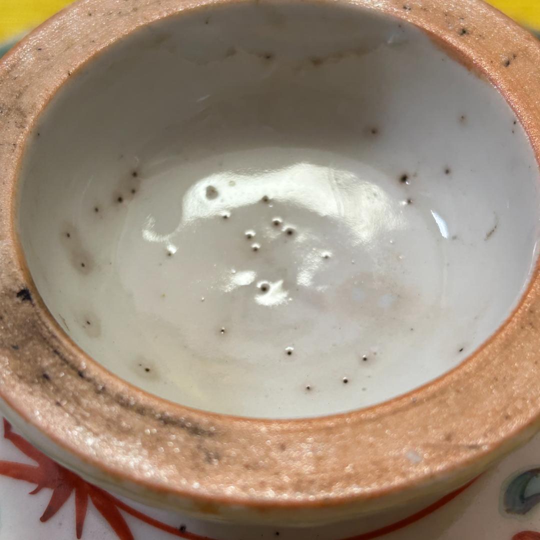 中国古美術　明時代　呉須赤絵　花草鳥魚文　古染付龍文飾皿　唐物　南京赤絵　箱付き