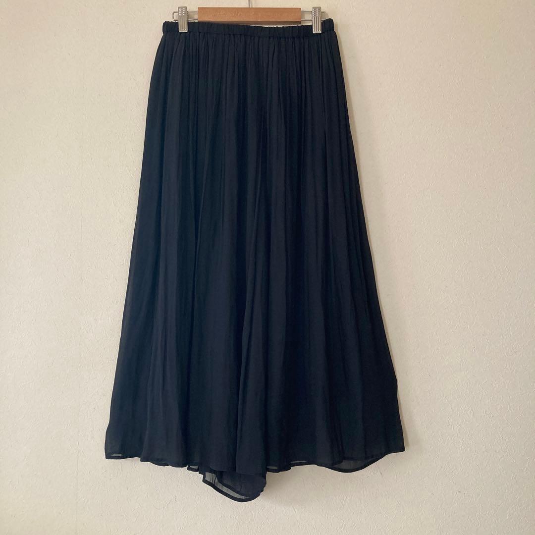 ビアズリー　BEARDSLEY シワシフォンギャザーパンツ　黒　サイズF