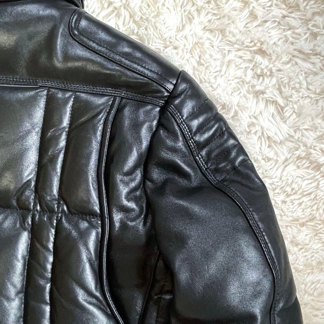 極美品▪️ユニオンジャップ ラム レザー ダウンジャケット ライダース M リブ付