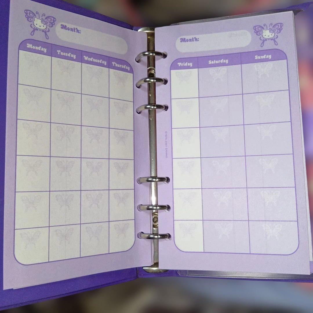 ハローキティ海外限定パープルバタフライ バインダー2001年6穴激レアシール帳