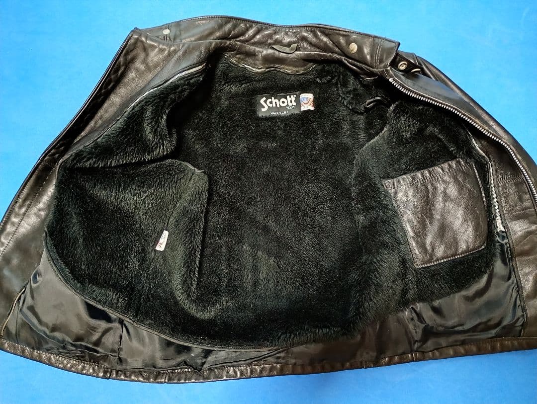 Schott ブラックレザージャケット 38