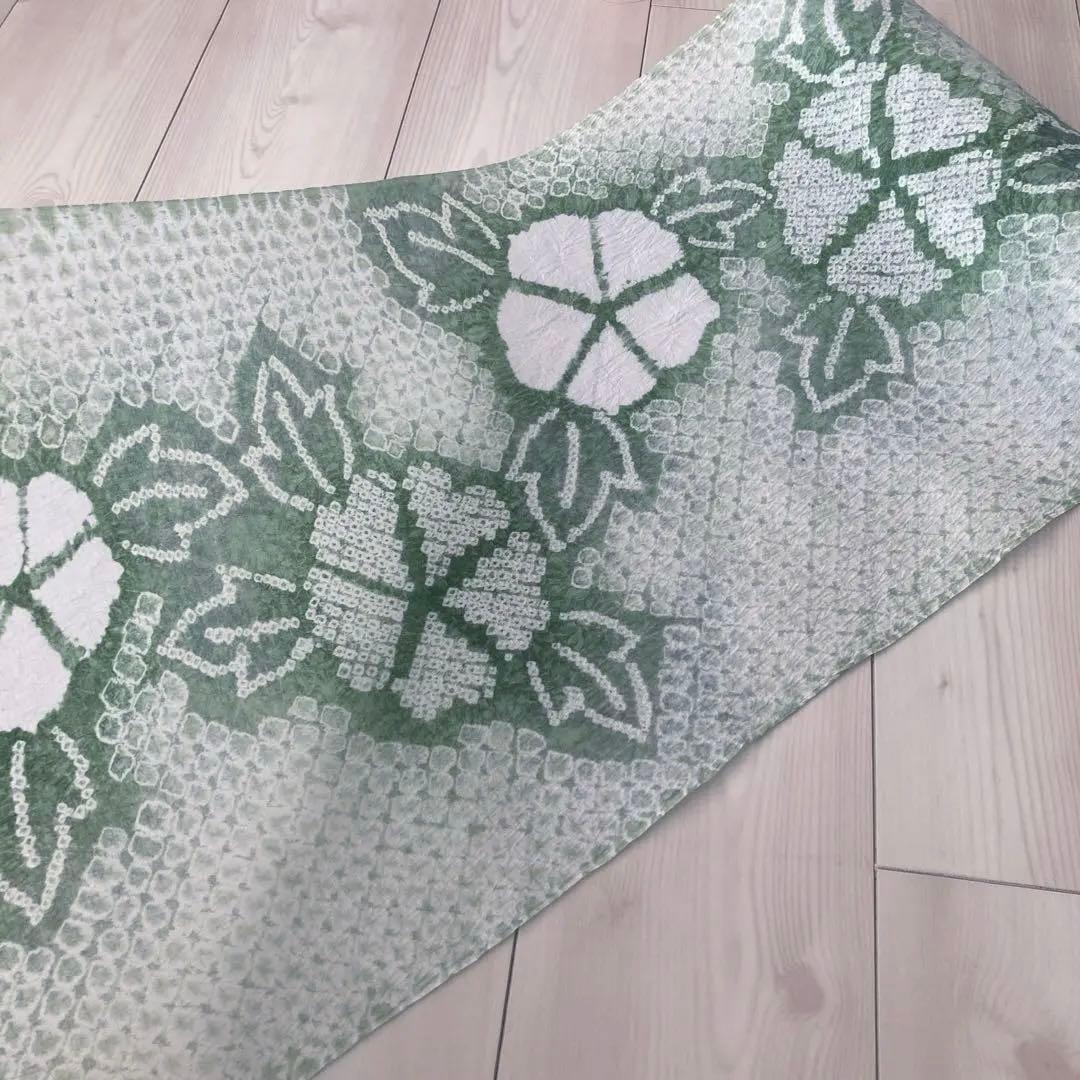 有松鳴海絞り　浴衣　反物　アサガオ　湯のし済み　No.3-260