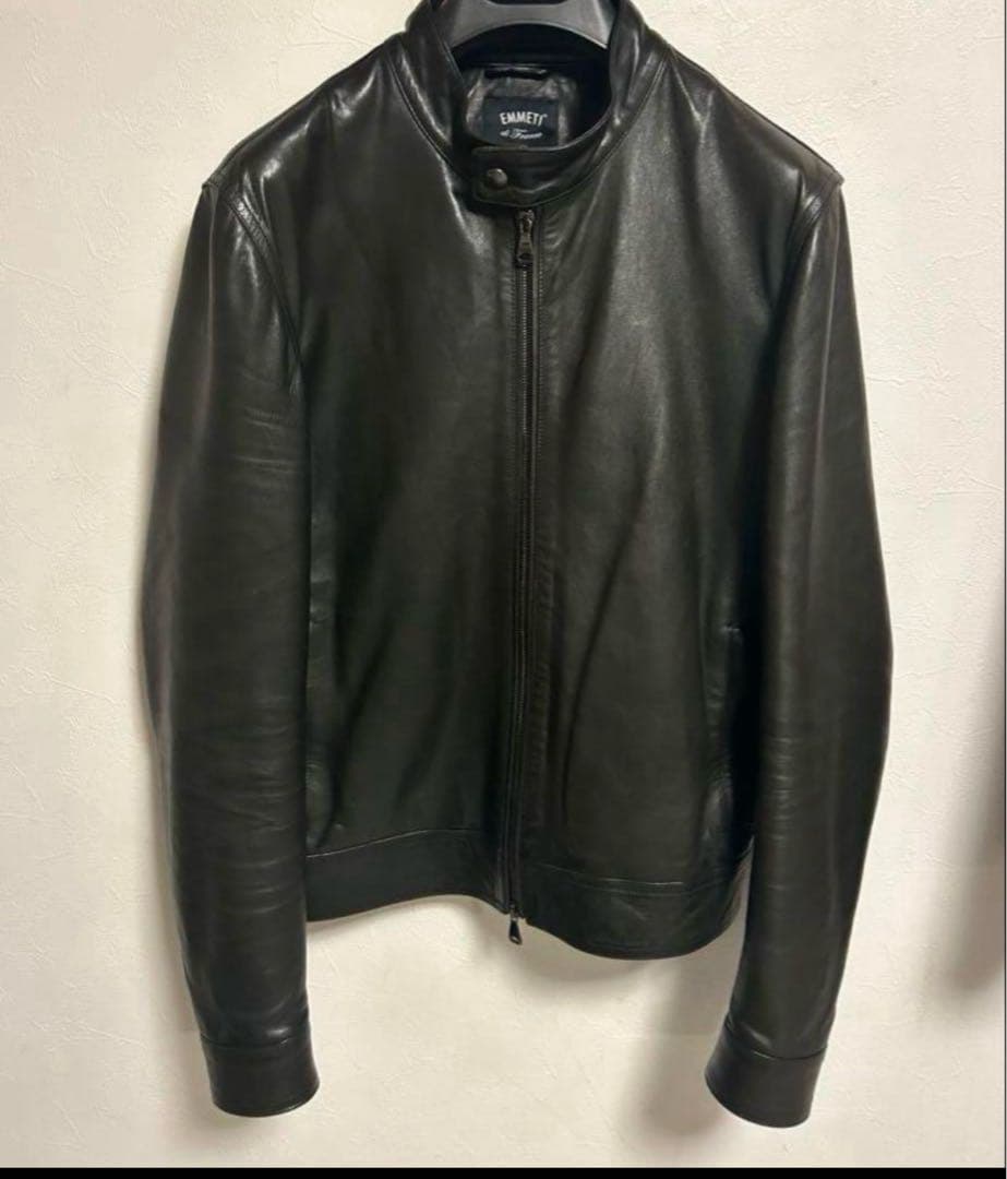 エンメティEMMETI レアブラックブラウンレザーシングルライダースジャケット