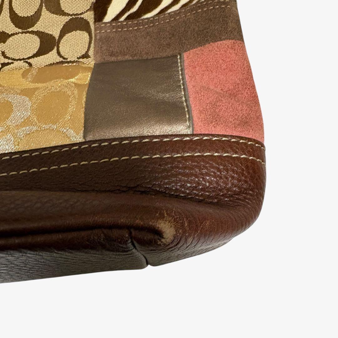 コーチ　ショルダーバッグ　パッチワーク　シグネチャー　ホーボー　ソーホー