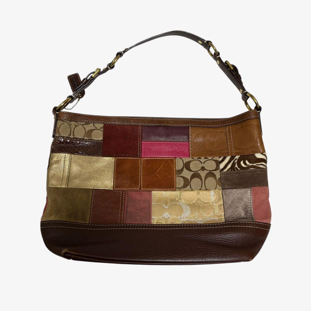 コーチ　ショルダーバッグ　パッチワーク　シグネチャー　ホーボー　ソーホー