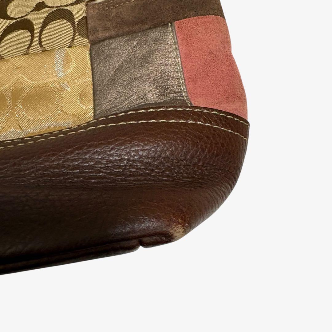 コーチ　ショルダーバッグ　パッチワーク　シグネチャー　ホーボー　ソーホー