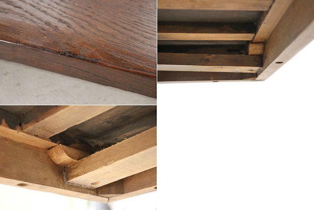 英国 イギリス ヴィンテージ オーク材 本革 センターテーブル クラシカル