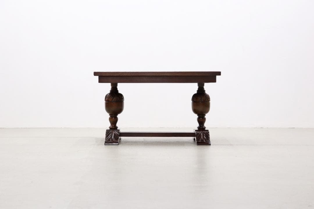 英国 イギリス ヴィンテージ オーク材 本革 センターテーブル クラシカル