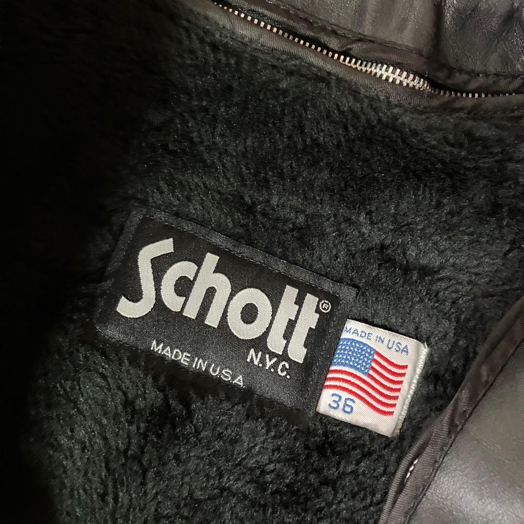 USA製 Schott 襟付き ライダース/ボアライナー/36/652