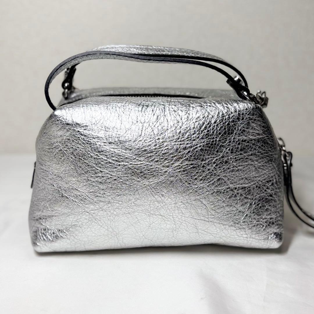 【美品】　ジャンニキアリーニ　アリファS ショルダーバッグ　2way シルバー