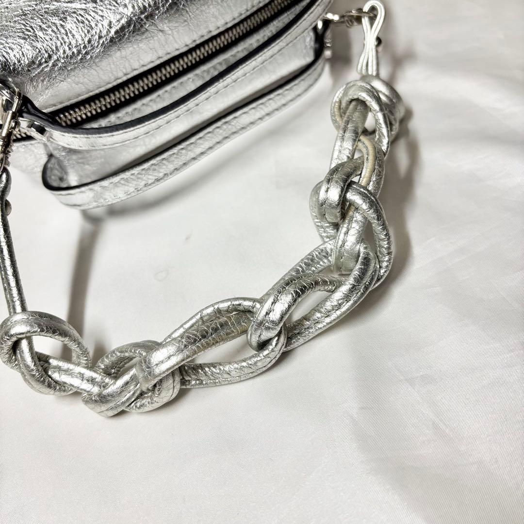 【美品】　ジャンニキアリーニ　アリファS ショルダーバッグ　2way シルバー