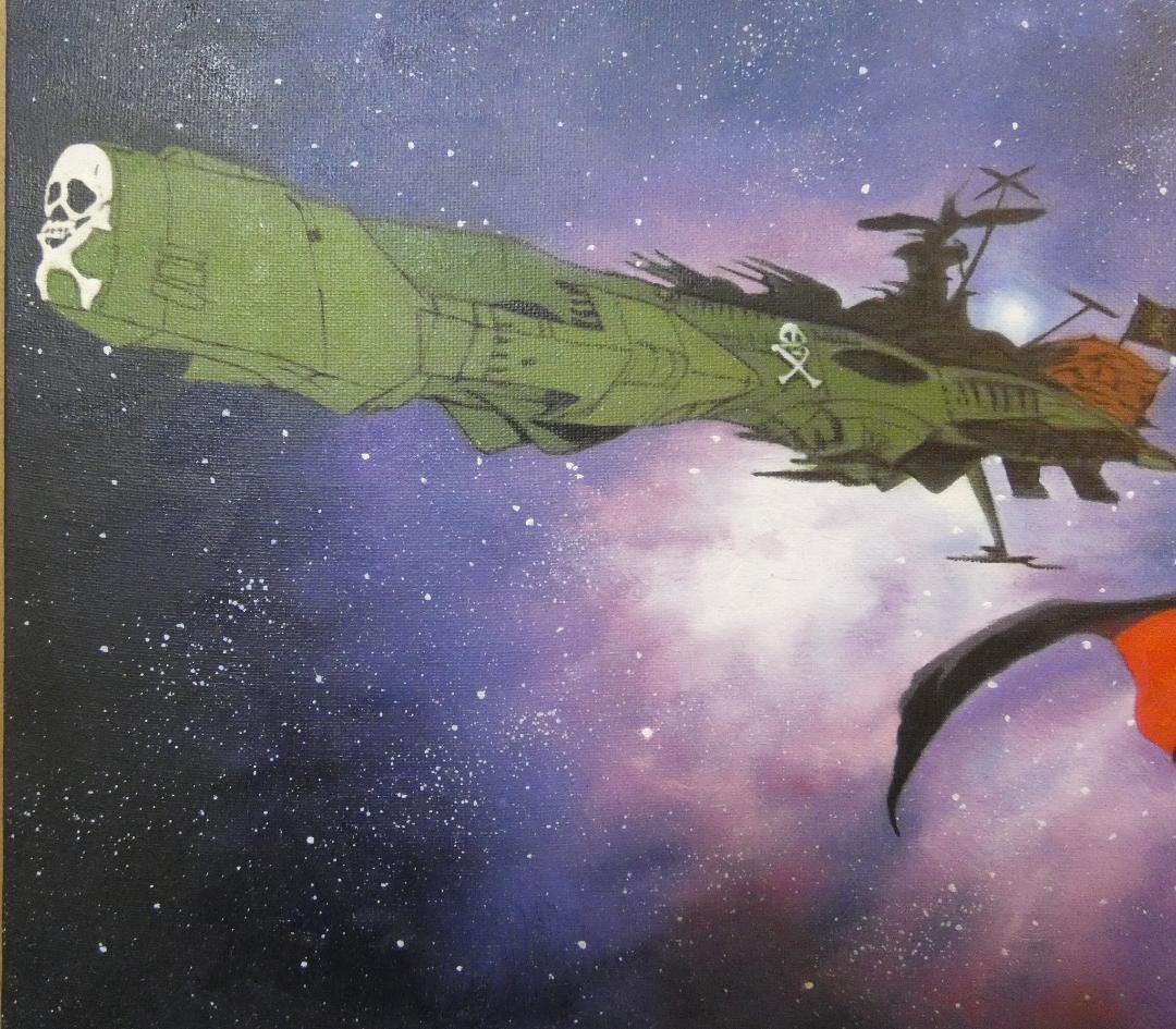 油絵　額付き　松本零士　M10 【　風景、人物　】手描き