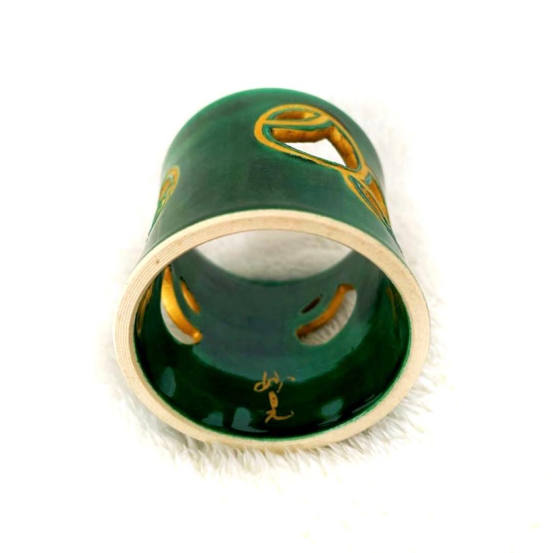 【茶道具】淡々斉好写 青交趾つぼつぼ 蓋置 妙見