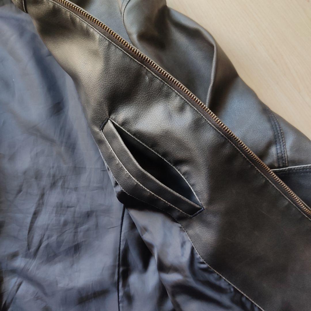 【希少レア】Y2K クロス スタッズ レザー ジャケット フェード 黒 茶色