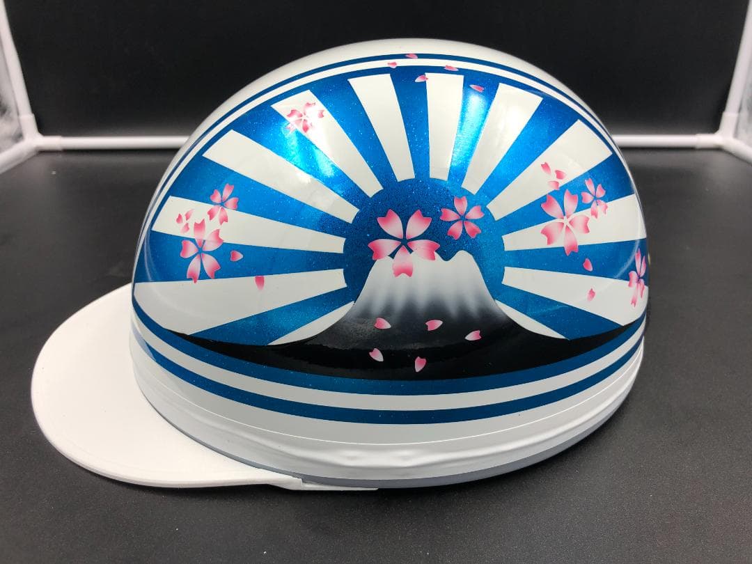 コルク半　カスタム　富士日章　三つボタン　ホワイトブルー　ラメ　桜　高級クリヤ