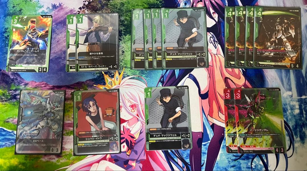 【最終値下げ】緑白ウイングデッキ　パーツ＋他デッキ複数＋プレイマット＋スリーブ