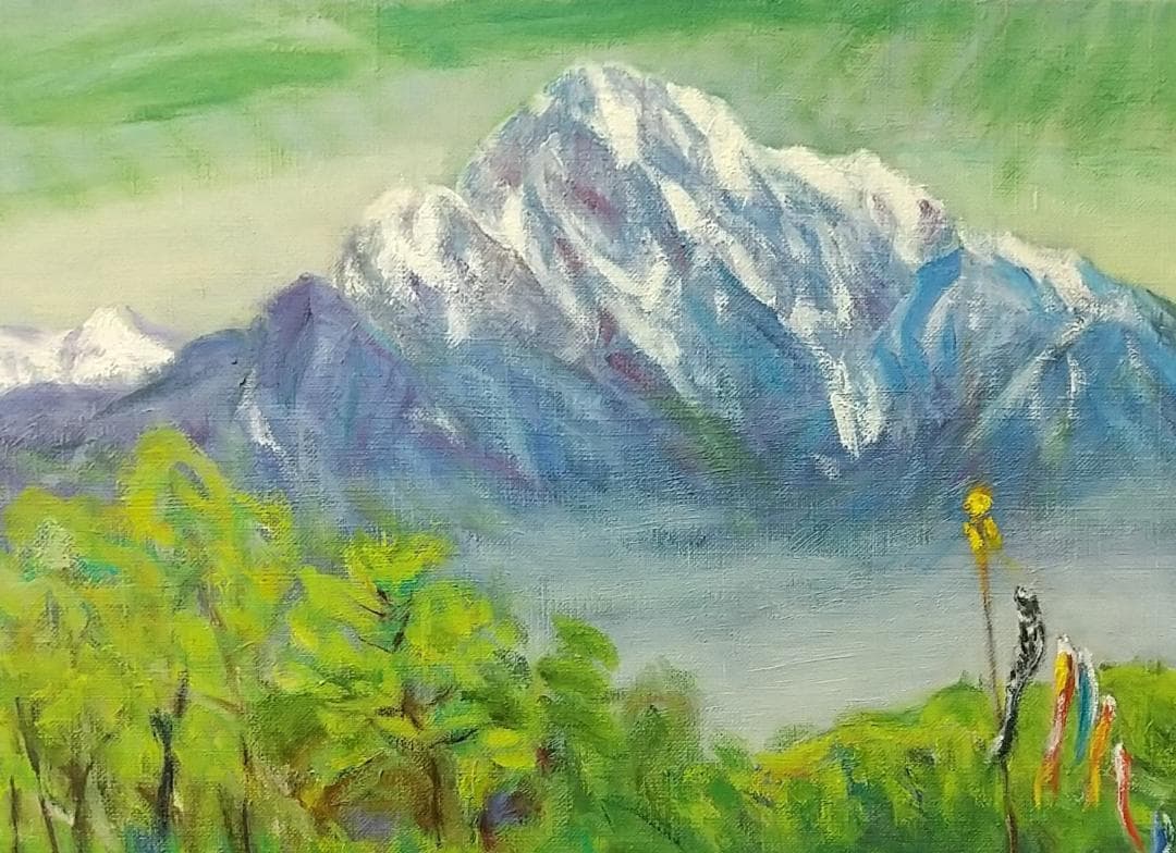 「甲斐駒と五月」絵画 油絵 油彩画 F8
