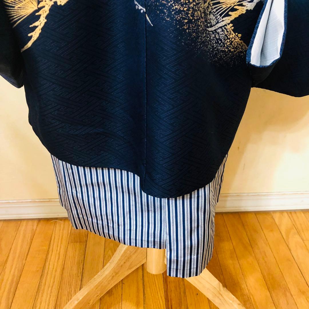 七五三五歳‼️完全️フルセット高級‼️美品紺地暈し鷹金糸刺繍煌びやか際立つ❤️家からなし