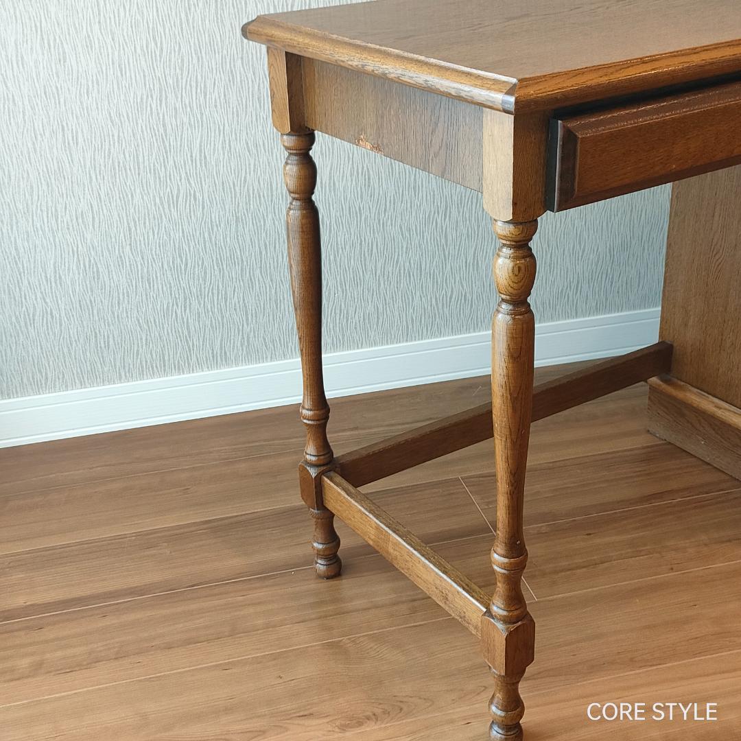 アンティークデスク 片袖机 オーク　ろくろ脚　A33