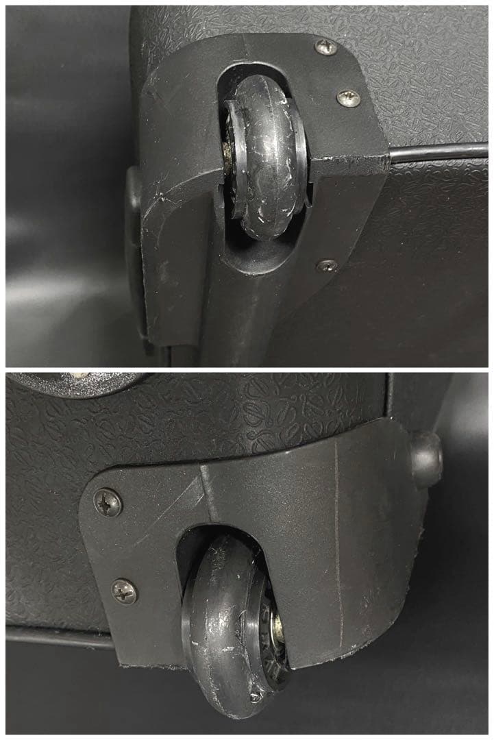 ロエベ キャリーケース 旅行カバン 黒 アナグラム ブリーフ レザーPVC機内