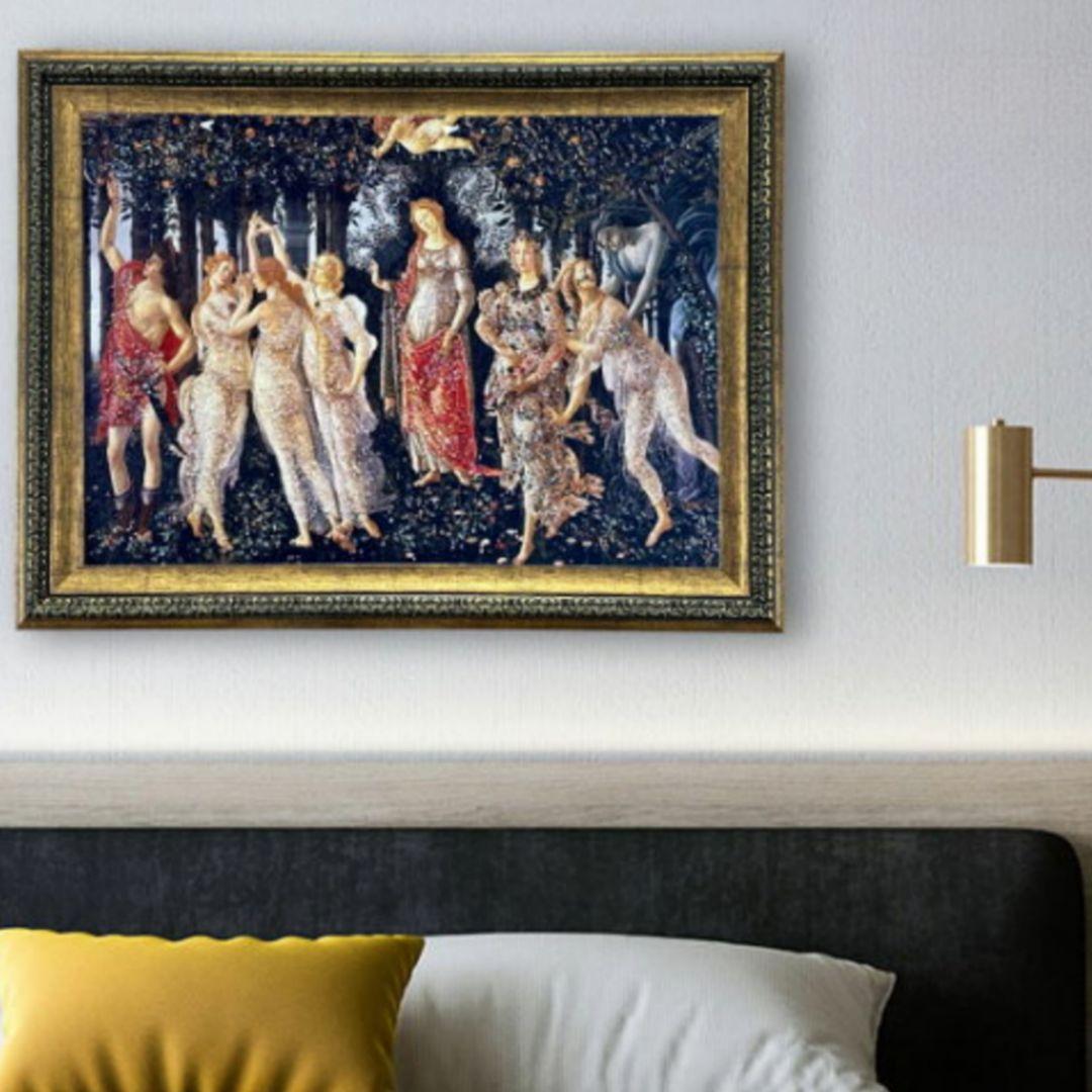 輸入雑貨　天然石　サンドロ・ボッティチェリ 『プリマベーラ』　水晶絵　クリスタル