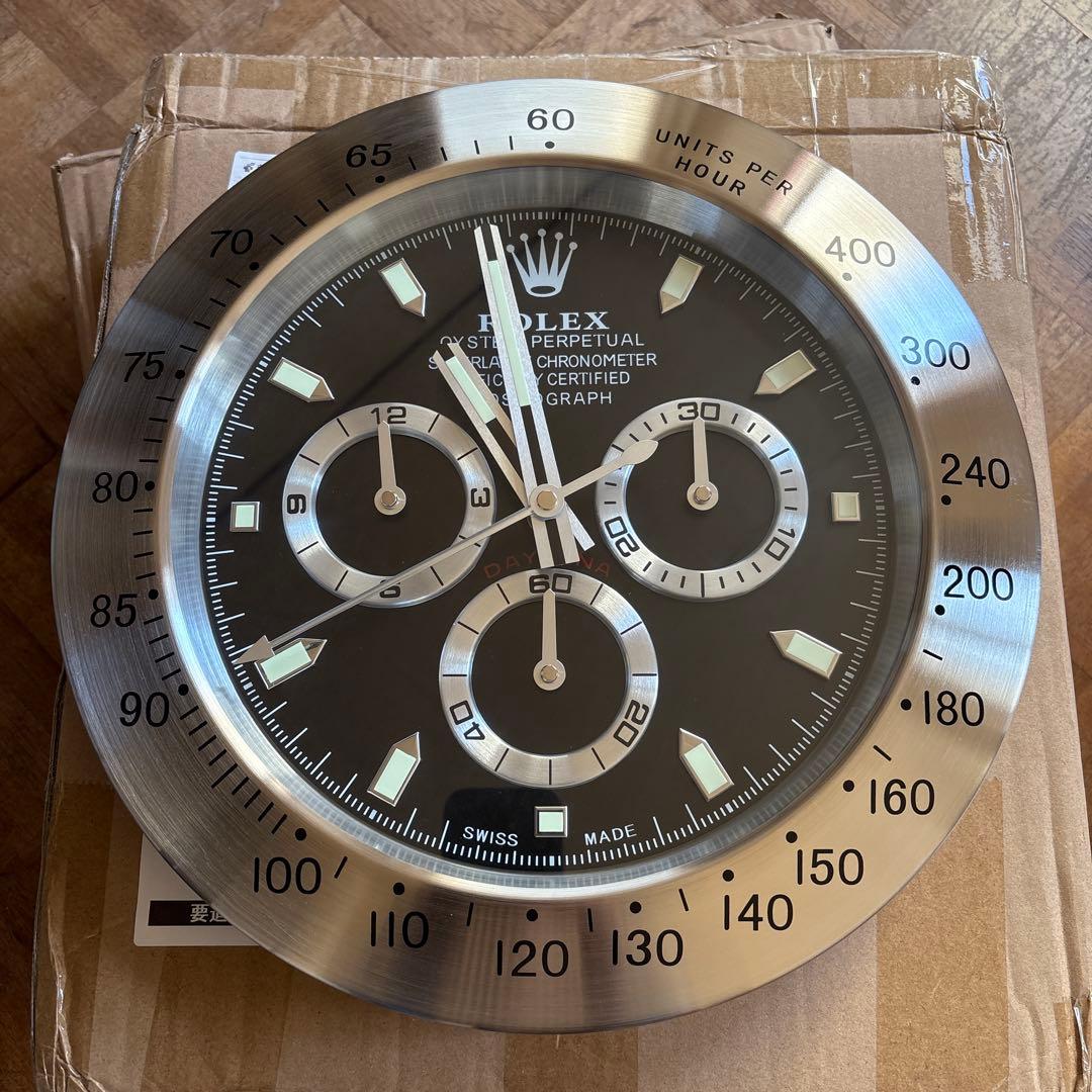 販促品　未使用 ROLEX 掛け時計 デイトナ シルバー 黒 黒文字盤