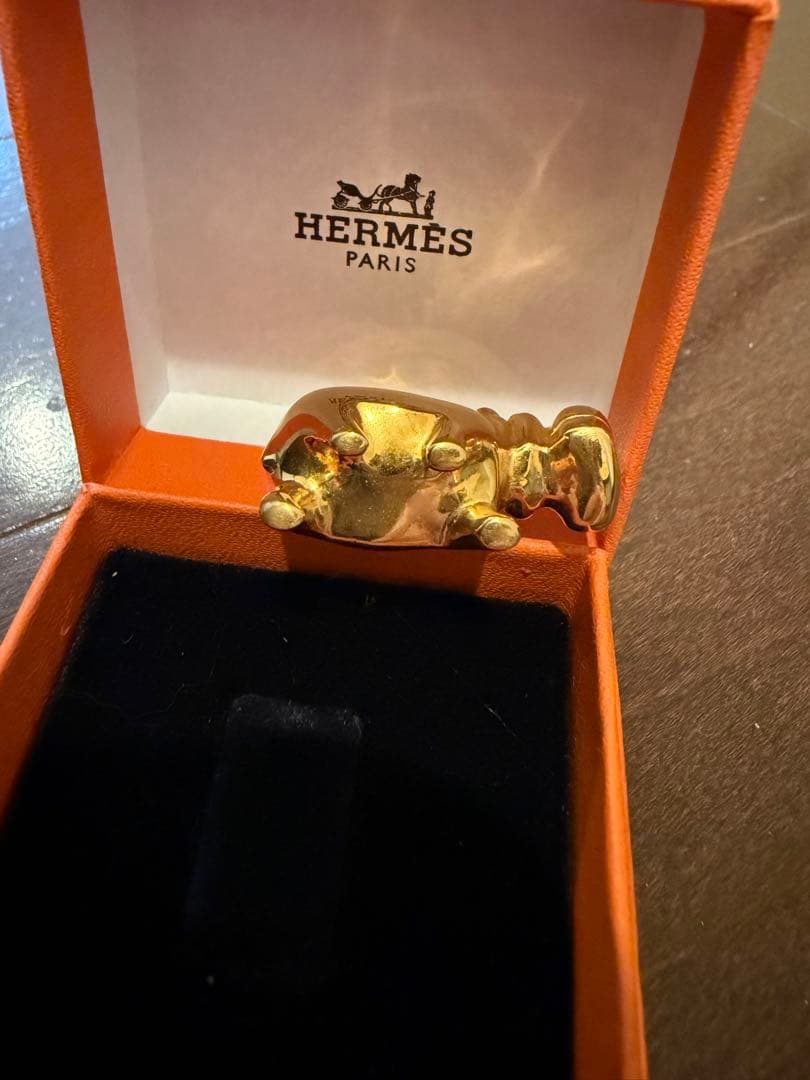 HERMES エルメス ヒポポタマス カバ カデナ チャーム カバ ゴールド 金