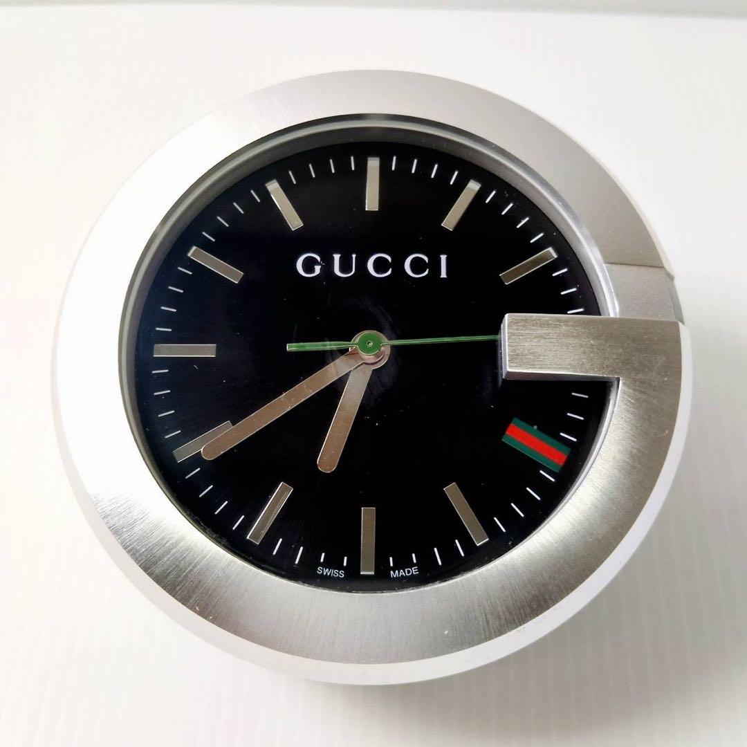 GUCCI 置時計 ブラック/シルバー　201 SWISS MADE クォーツ